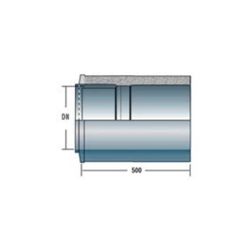 Edelstahlschornstein - Rohr 500 mm kürzbar mit Doppelwandfutter und Klemmband - doppelwandig - Raab DW-FU