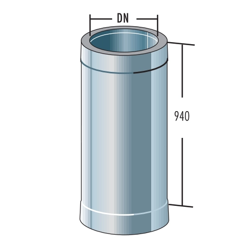 Edelstahlschornstein - Rohrelement 1000 mm - doppelwandig - Raab DW-Alkon