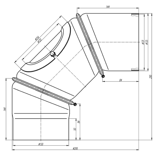 Ofenrohr - Winkel 0-90° 3-teilig mit Tür - schwarz - Jeremias Ferro-Lux